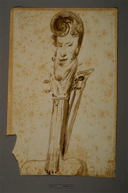 Caricature du violoniste Charles Philippe Lafont (1781-1839), en forme de volute de violon | Leprince, Xavier-Auguste